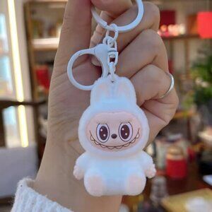 New Popular Hot! mini white Mocha bunny Labubu Baby keychain dangeler figure